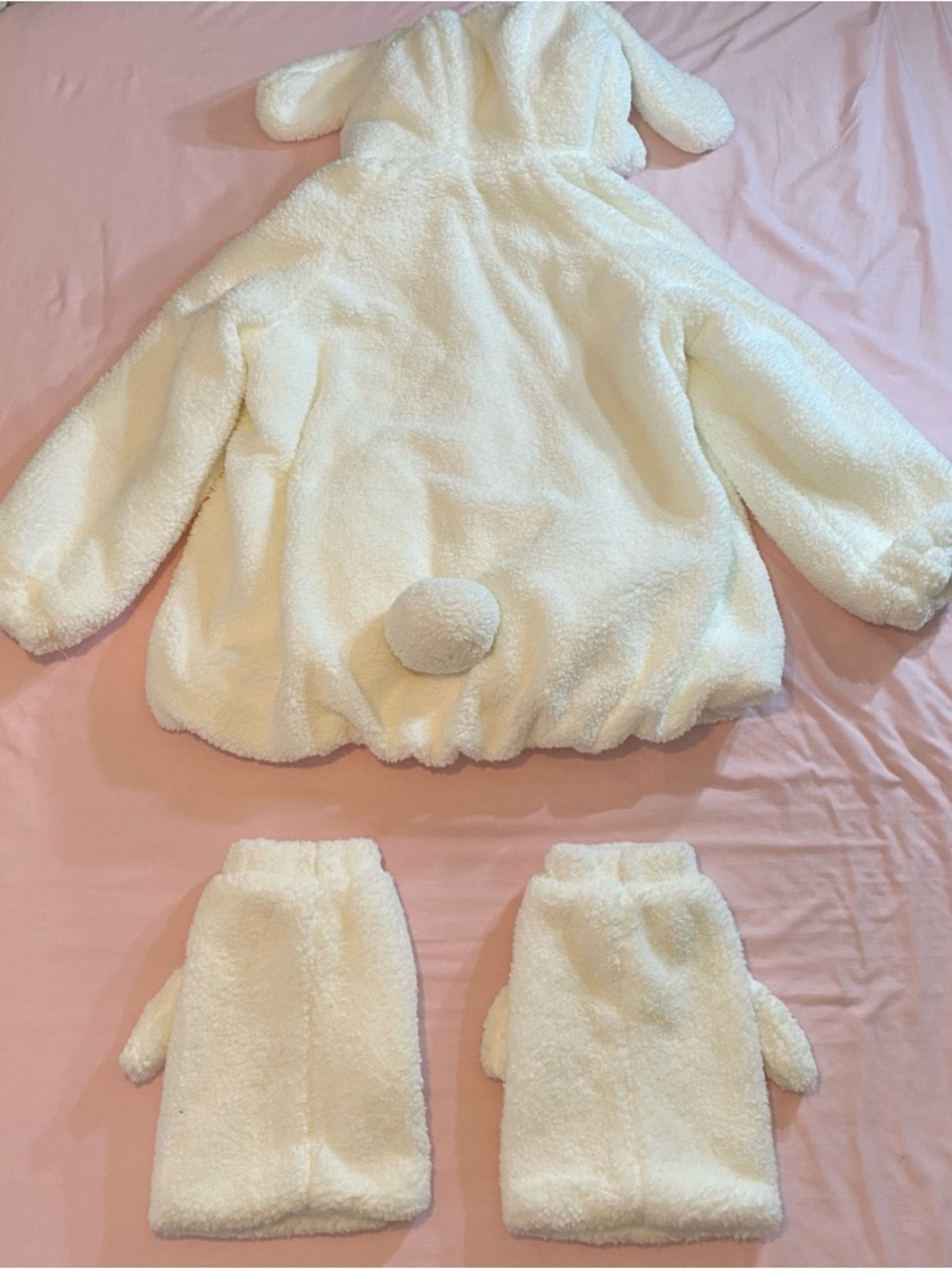 NWT Kawaii Huhu EGL Lolita White & Pink Bunny Hooded Coat + Leg Warmers Set - Picture 2 of 9